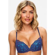 Blue - Women Bras Ann Summers Sexy Lace Planet Padded Plunge Bra, 42FF, Dark Blue Made from minimum of 30-50% recycled fibres