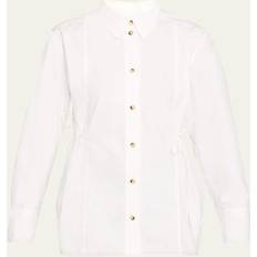 Ganni Woman Shirts Ganni CottonPoplin Tie String Shirt in White Women's