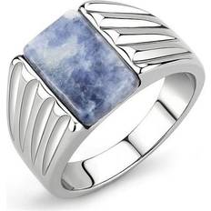 Blue - Men Rings Alamode Jewelry High Polished Stainless Steel Ring - Capri Blue