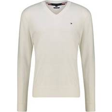 Tommy Hilfiger PIMA ORG CTN Cashmere V Neck, Vit (elfenben)