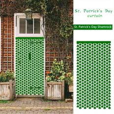 Doorway Party Curtains SDJMA Realhomelove, 3.28ft x 6.6ft St Patrick s Day Metallic Foil Fringe Curtain Shamrock Clover Shape Tinsel Curtains Streamers Photo Props Backdrop for Saint Patrick s Day Irish Party Decorations