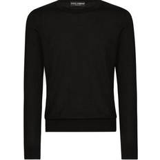 Homme - Soie Pulls Dolce & Gabbana Round-neck silk sweater with logo black