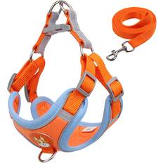 Pets Maxpower (xL 10-14 kg, Orange) No Pull Pet Dog Harness and Leash Set Adjustable Puppy Cat Harness Vest