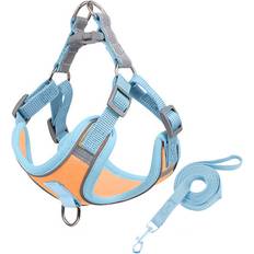 Maxpower Adjustable Reflective Dog Harness and Leash Set (M, Yellow Set)