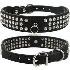 Pets Maxpower Rhinestone Dog Collar L Black 3 Rows