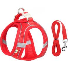 Pets Maxpower (xS, Red) Escape Proof Cat Harness and Leash Set Adjustable Mesh Dog Harness Vest