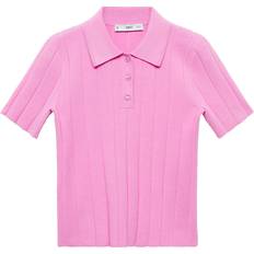 Mango Dame Polotrøjer Mango Lyserød polotop med ribstrikkede detaljer