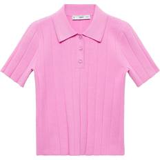 Mango Pikétröjor Mango ribbed detail polo top in pink