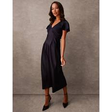 Blue Vanilla Luxe Angel Sleeve Midi Dress Navy