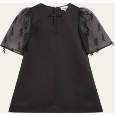 Ganni Polyester Klänningar Ganni Fringed Organza Mini Dress Korta Klänningar - Black