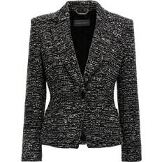 XXS Jacketts Alberta Ferretti Ferretti-Boucle Single-Breasted Blazer Blazer And Suits Bianco/Nero-Donna