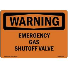 Office Supplies SignMission OSHA Warning Sign 12 x 18 in - Emergency Gas Shutoff Valve