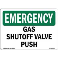 Office Supplies SignMission OSHA Emergency Sign 12 x 18 in - Gas Shutoff Valve Push