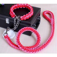 Pets Maxpower Double Strand Rope Large Dog Leashes XL 50 to 65 cm - Pink Red