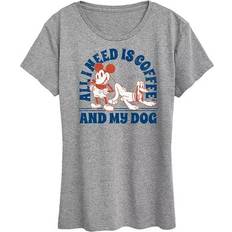 Clothing Disney Disney's Mickey Mouse & Pluto Women's Need Coffee And My Dog Graphic Tee