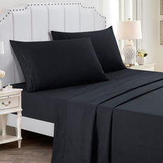 Jcrown California King Size Microfiber Set 4-Piece in Bed Sheet Gray, Black