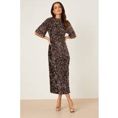 Bronze - Midi Dresses Dorothy Perkins Petite Velvet Sequin Midi Dress Bronze