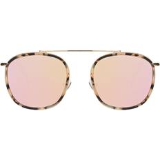 Mykonos Ace Sunglasses Tortoiseshell - White Tortoise/Gold/Bright Rose Flat Mirror
