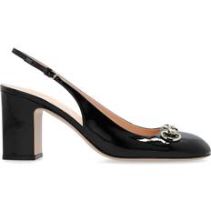 Gucci Heels & Pumps Gucci 75mm Horsebit slingback pumps women Calf Leather/Patent Leather/Leather Black