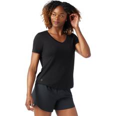 Smartwool Women Base Layer Tops Smartwool Womens Merino Sport V-neck S/S (Sort (BLACK) Small)