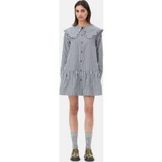 Organic Fabric Dresses Ganni Black and White Stripe Mini Shirt Dress Organic Cotton Women's