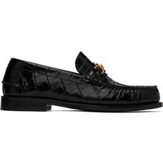 Versace Low Shoes Versace Black Croc-Effect Medusa '95 Loafers Black-Versace Gold IT