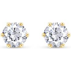 Gold - Moissanites Earrings Affy Jewel Zone Us, Moissanite Stud Earrings 2ct 14K Yellow Gold Over Sterling Silver Ear Studs for Women