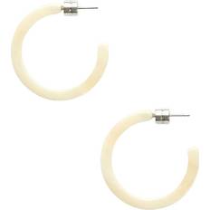 Beige Earrings Machete Mini Semi Hoops, Alabaster (Cream, One Size) Maisonette