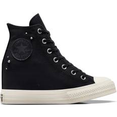 Converse Womens Chuck Taylor All Star Classic Wedge Mended Embellishment Platform Sneaker Total Eclipse BLACK