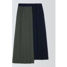 Weekend MaxMara Managua Pleated Wool Blend Midi Skirt, Navy/Green