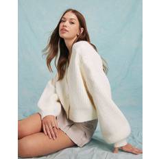 Miss Selfridge embroidered flower cardigan in cream-White