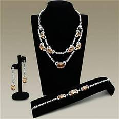 Beige Jewelry Sets Rhodium Brass Jewelry Sets with AAA Grade CZ, Champagne