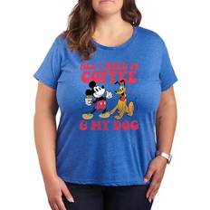 Clothing Disney Disney's Mickey Mouse & Pluto Plus Coffee And My Dog Graphic Tee