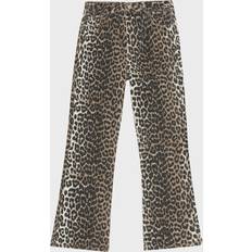 Ganni Betzy Leopard Cropped Bootcut Jeans - Brown