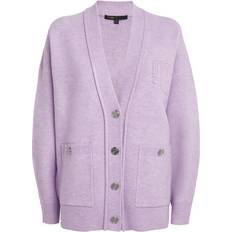 Purple Cardigans Maje Logo V-Neck Cardigan purple