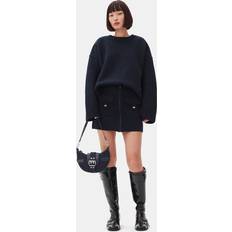 Denim Skirts - Wool Ganni Dark Blue Mini Skirt in Navy Wool Women's