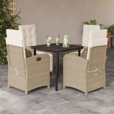 Rattan Patio Dining Sets vidaXL 5 Piece with Cushions - Beige/Beige Patio Dining Set