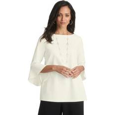 Jessica London Clothing Jessica London Plus Women's Bell Sleeve Tunic in Ivory (Size L)