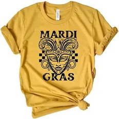 Mardi Gras Mask Distressed Short Sleeve Graphic Tee