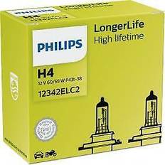 Philips Longerlife H4 Car Headlight Bulb 12342ELC2 (Twin)