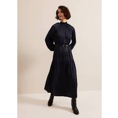 Leather Dresses Phase Eight Ornella Belted Dress, Navy