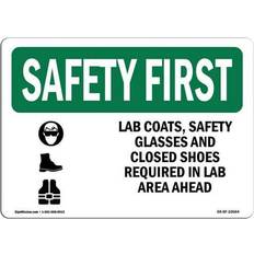 Office Supplies SignMission OSHA Safety First Sign 12 x 18 in - Lab Coats