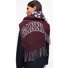 Ganni Narrow Scarf Please Recycle Dam Halsdukar - Burgundy