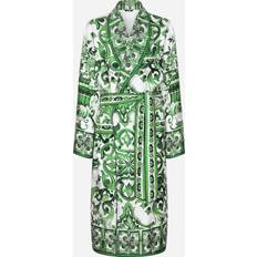 Green - Men Robes Dolce & Gabbana Silk twill robe with majolica print multicolor