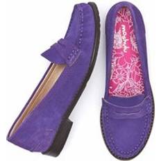 Purple - Women Low Shoes Moshulu Purple Classic Suede Penny Loafers Women's Petrel Suede