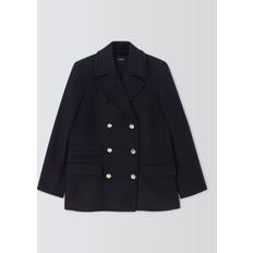 Theory Wool Blend Pea Coat, Navy