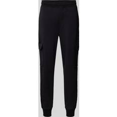 HUGO Stretch-cotton tracksuit bottoms with stacked logo