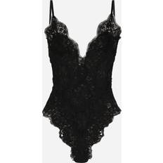 Dolce & Gabbana Women Bodysuits Dolce & Gabbana Tulle and chantilly lace bodysuit black