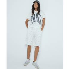 Ladies knee length shorts River Island Womens White Floral Knee Length Shorts