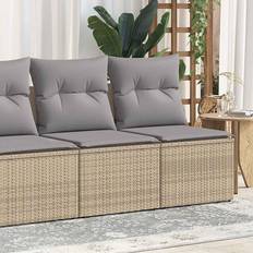 Beige Loungeset vidaXL Trädgårdssoffset Med Dynor 2 Delar Beige Konstrotting Akaciaträ Loungeset